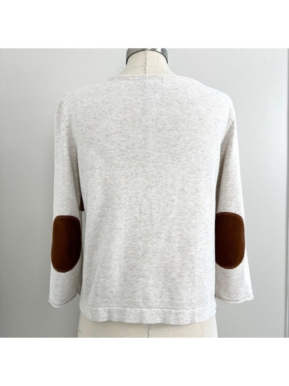 H&M Sweatshirt Elbow Pads Cropped Womens Size 6 Beige Brown Neutral Minimalist - Picture 4 of 10